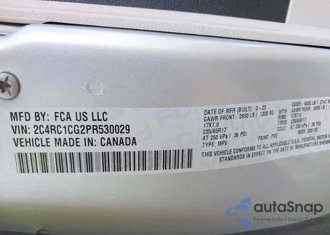 2023 Chrysler Voyager Lx из США, поврежденный, VIN 2C4RC1CG2PR530029